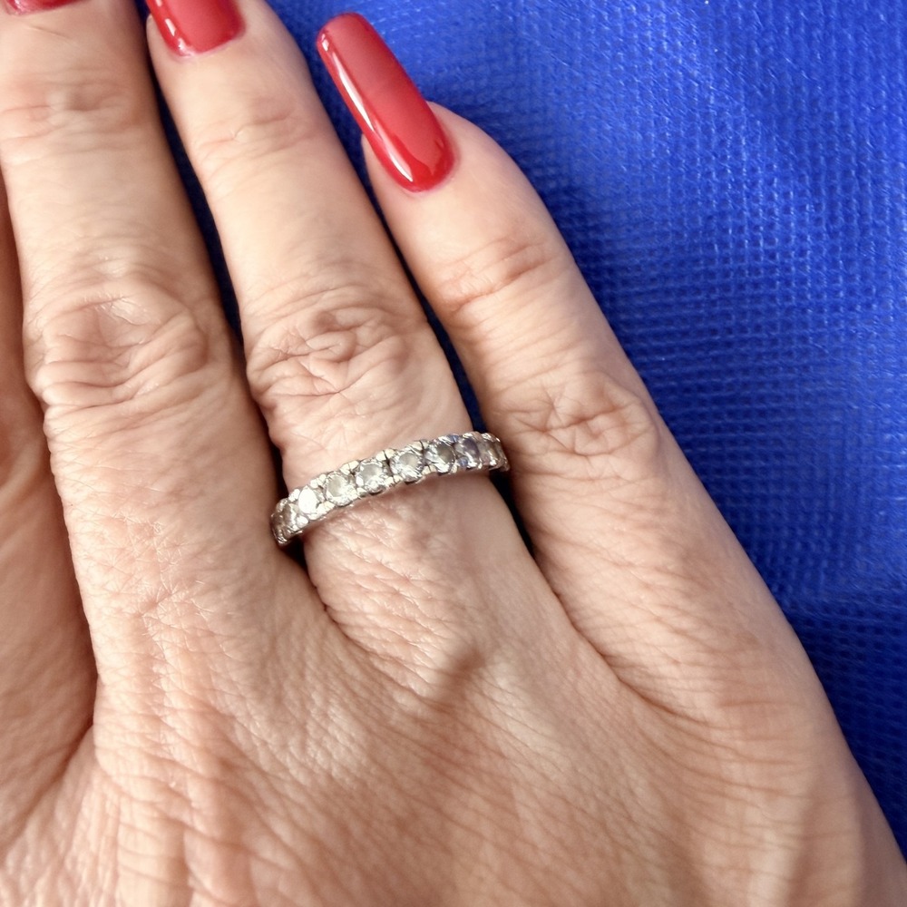 Sterling Silver 925 CZ Stone Band Stacking Ring Size 7.5 Womens 3.49g Stmt